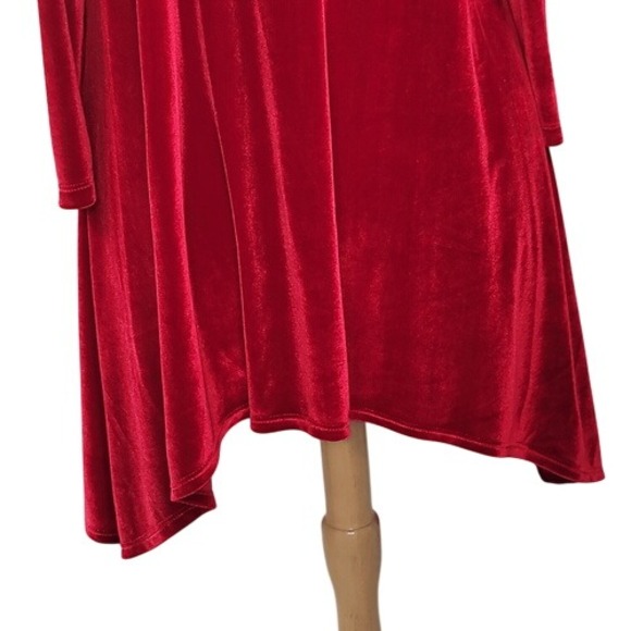 Kate & Mallory Red Velour Cold Shoulder Top - Picture 9 of 12